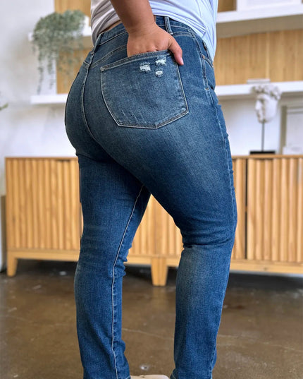 Judy Blue Full Size Tummy Control High Waist Slim Jeans - THE AMERICAN BLUE