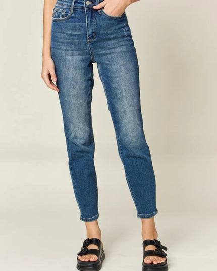 Judy Blue Full Size Tummy Control High Waist Slim Jeans - THE AMERICAN BLUE