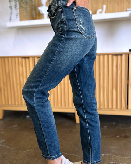 Judy Blue Full Size Tummy Control High Waist Slim Jeans - THE AMERICAN BLUE