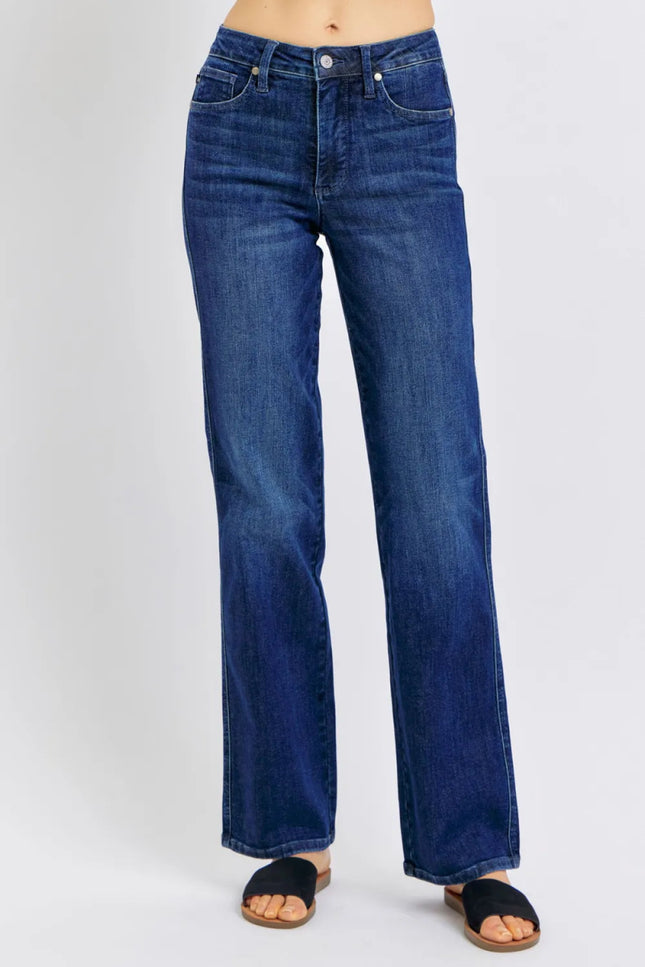 Judy Blue Full Size Tummy Control Straight Jeans Plus Size - THE AMERICAN BLUE