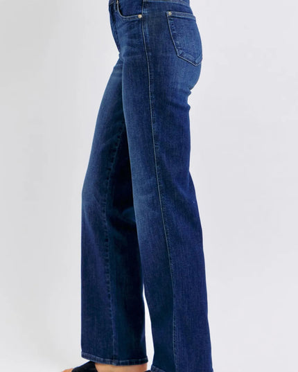 Judy Blue Full Size Tummy Control Straight Jeans Plus Size - THE AMERICAN BLUE