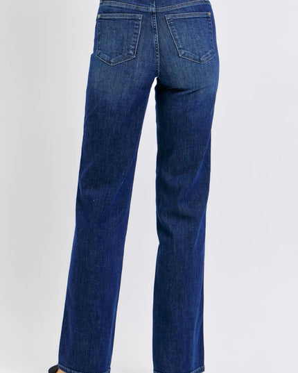 Judy Blue Full Size Tummy Control Straight Jeans Plus Size - THE AMERICAN BLUE