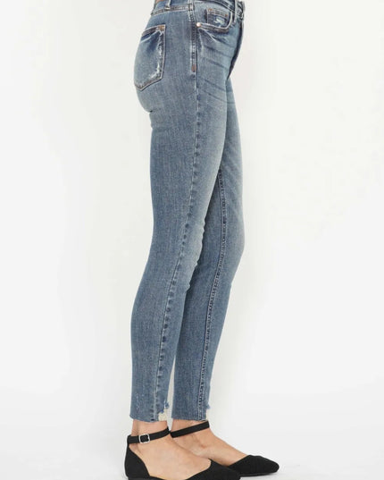 Judy Blue Full Size Tummy Control Vintage Wash Hem Destroy Skinny Jeans - THE AMERICAN BLUE
