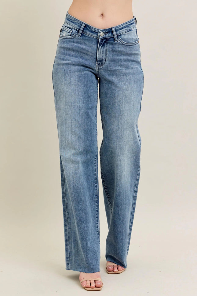 Judy Blue Full Size V - Front Baggy Jeans Plus Size - THE AMERICAN BLUE