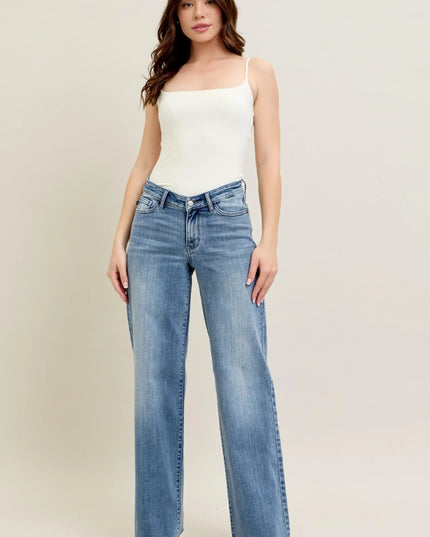 Judy Blue Full Size V - Front Baggy Jeans Plus Size - THE AMERICAN BLUE