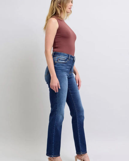 Judy Blue Full Size Washed Straight Leg Jeans with Pockets - THE AMERICAN BLUE