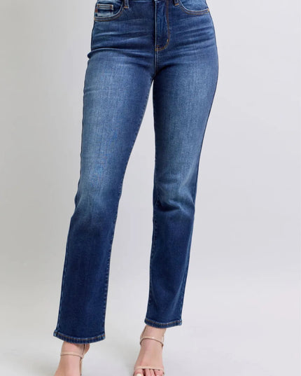 Judy Blue Full Size Washed Straight Leg Jeans with Pockets - THE AMERICAN BLUE