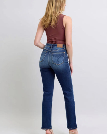 Judy Blue Full Size Washed Straight Leg Jeans with Pockets - THE AMERICAN BLUE