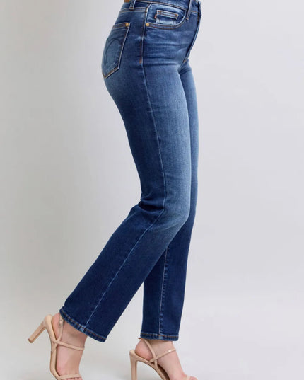 Judy Blue Full Size Washed Straight Leg Jeans with Pockets - THE AMERICAN BLUE