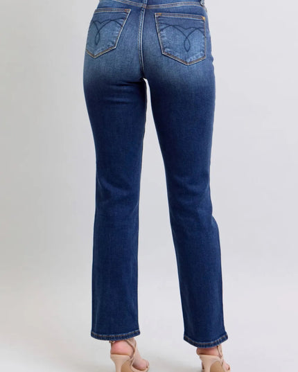 Judy Blue Full Size Washed Straight Leg Jeans with Pockets - THE AMERICAN BLUE