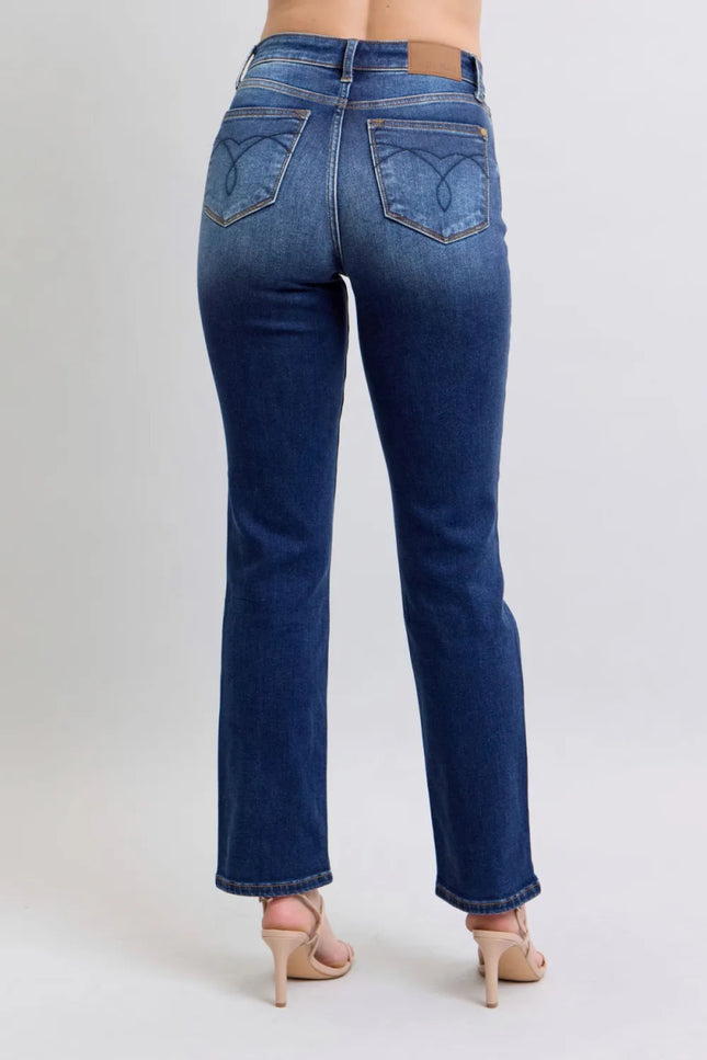 Judy Blue Full Size Washed Straight Leg Jeans with Pockets - THE AMERICAN BLUE
