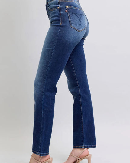 Judy Blue Full Size Washed Straight Leg Jeans with Pockets - THE AMERICAN BLUE