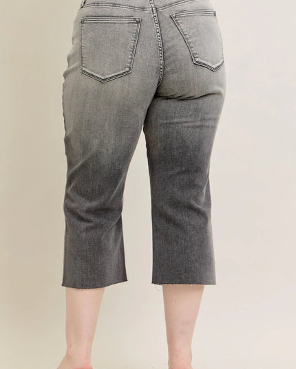 Judy Blue Full Size Wide Leg Capris Jeans Plus Size - THE AMERICAN BLUE