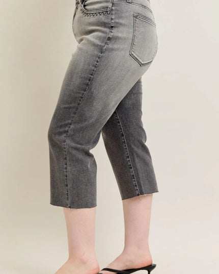 Judy Blue Full Size Wide Leg Capris Jeans Plus Size - THE AMERICAN BLUE