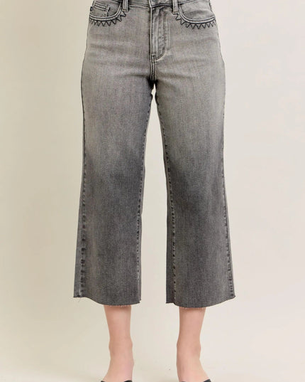 Judy Blue Full Size Wide Leg Capris Jeans Plus Size - THE AMERICAN BLUE