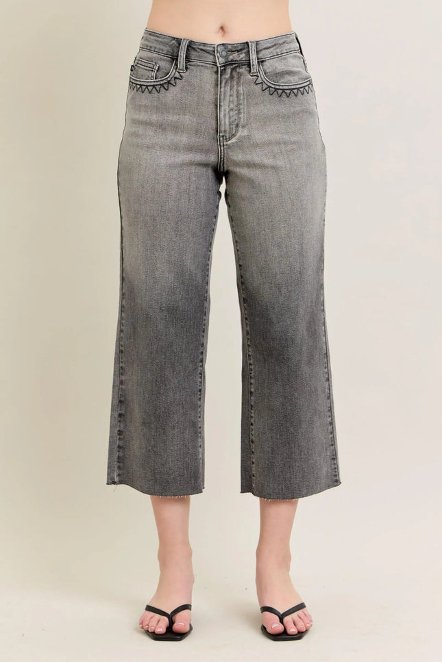 Judy Blue Full Size Wide Leg Capris Jeans Plus Size - THE AMERICAN BLUE