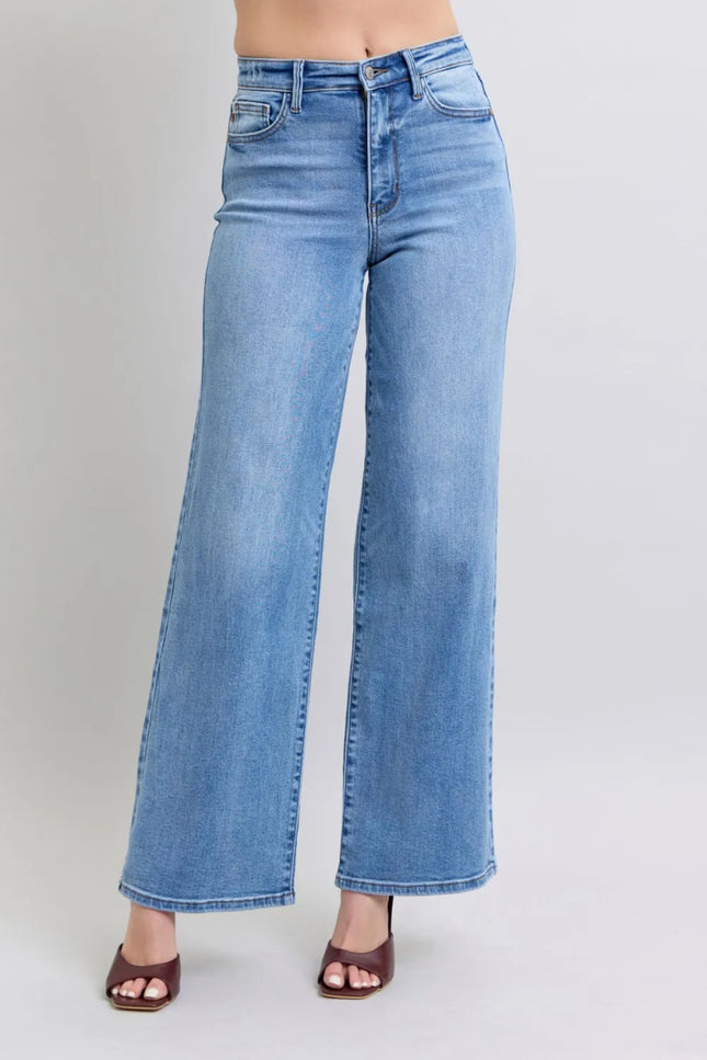 Judy Blue Full Size Wide Leg Jeans with Pockets - THE AMERICAN BLUE