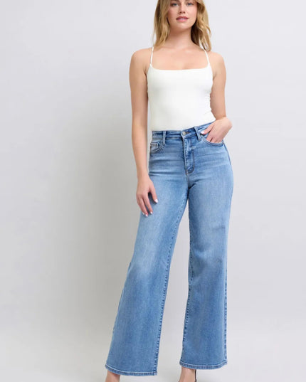 Judy Blue Full Size Wide Leg Jeans with Pockets - THE AMERICAN BLUE