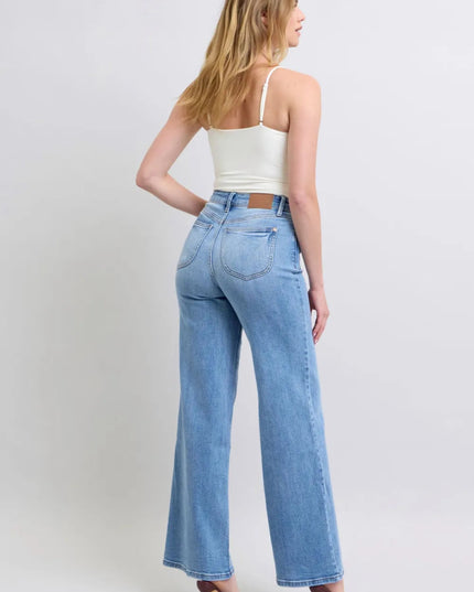 Judy Blue Full Size Wide Leg Jeans with Pockets - THE AMERICAN BLUE