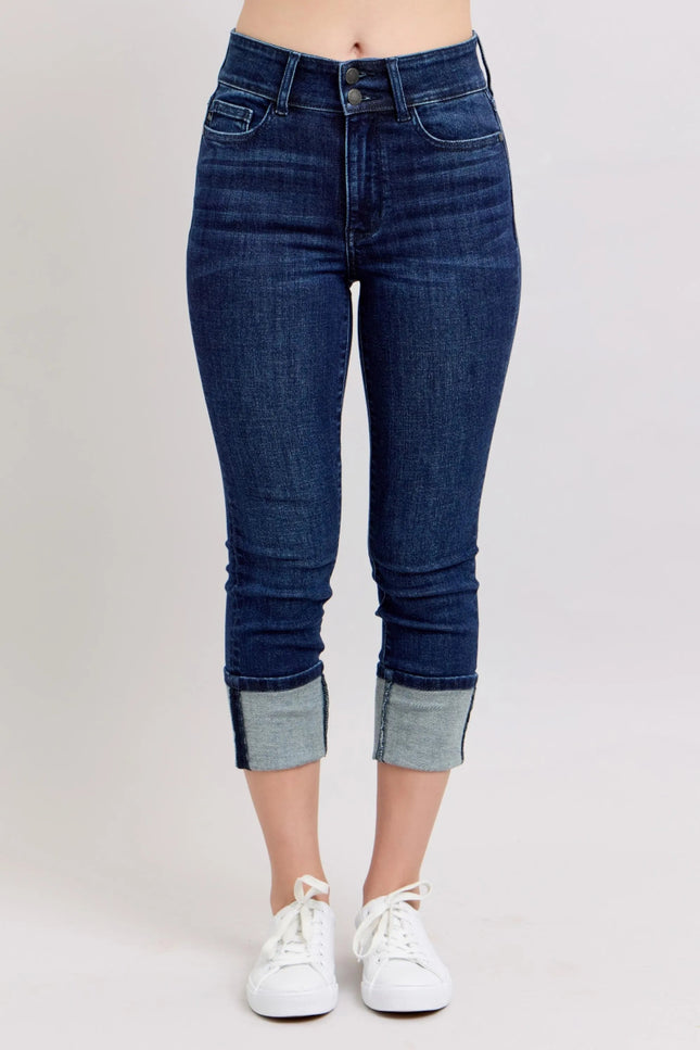Judy Blue High - Waist Double Waist Band Skinny Jeans - THE AMERICAN BLUE