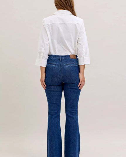 Judy Blue High Waist Flare Jeans with Front Patch Pockets - THE AMERICAN BLUE