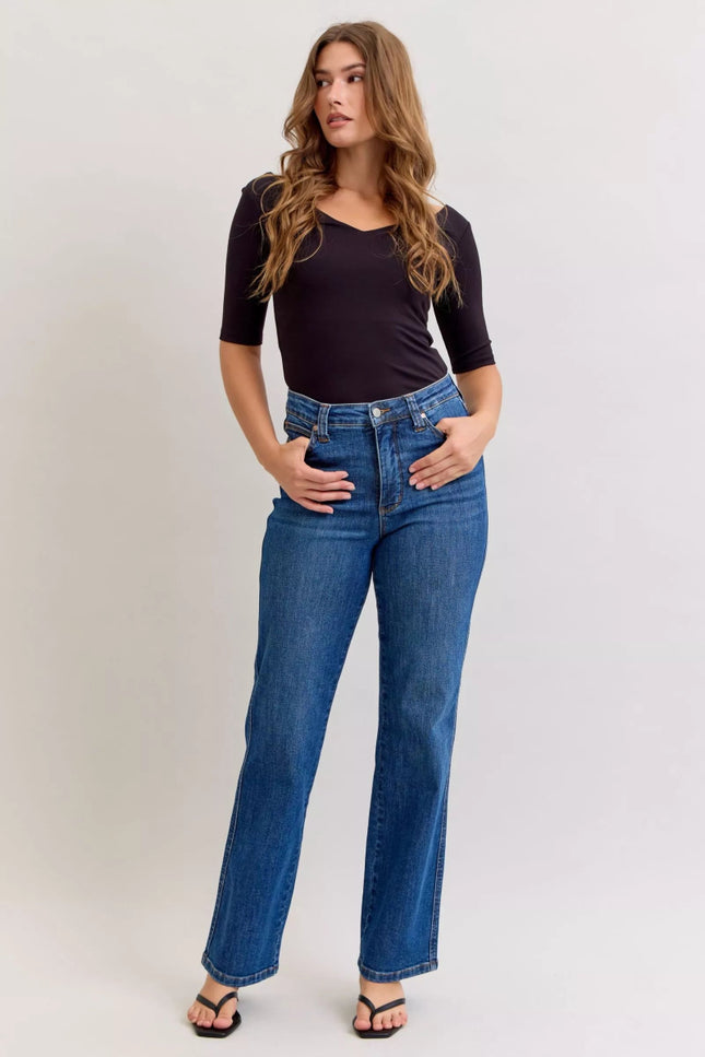 Judy Blue High Waist Tummy Control Straight Jeans - THE AMERICAN BLUE