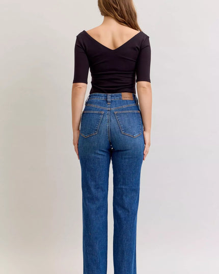 Judy Blue High Waist Tummy Control Straight Jeans - THE AMERICAN BLUE