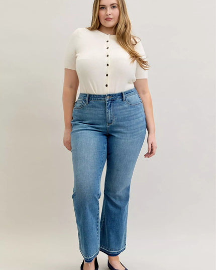 Judy Blue Mid Rise Bootcut Tummy Control Jeans Plus Size - THE AMERICAN BLUE