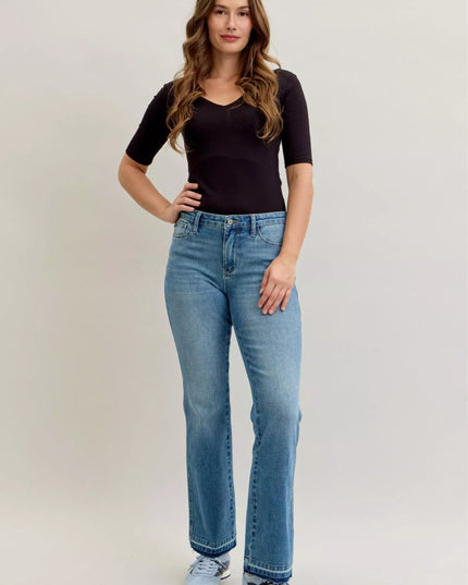 Judy Blue Mid Rise Bootcut Tummy Control Jeans Plus Size - THE AMERICAN BLUE