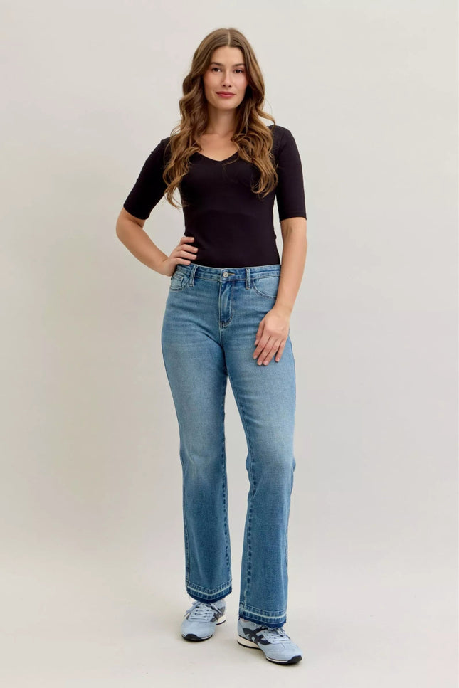 Judy Blue Mid Rise Bootcut Tummy Control Jeans Plus Size - THE AMERICAN BLUE