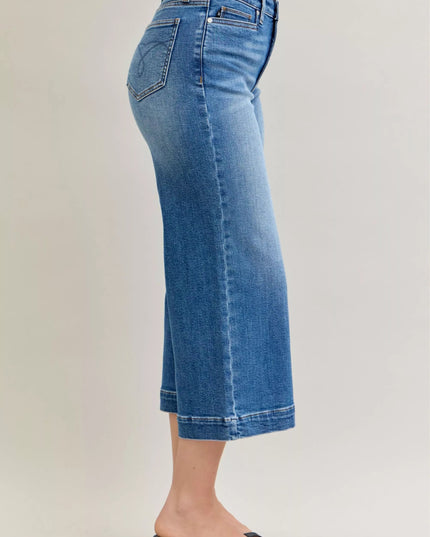 Judy Blue Mid Rise Crop Wide Leg Jeans - THE AMERICAN BLUE
