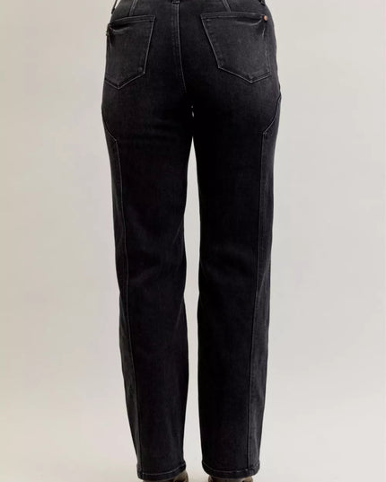 Judy Blue Mid Rise Straight Western Seam Detail Jeans - THE AMERICAN BLUE