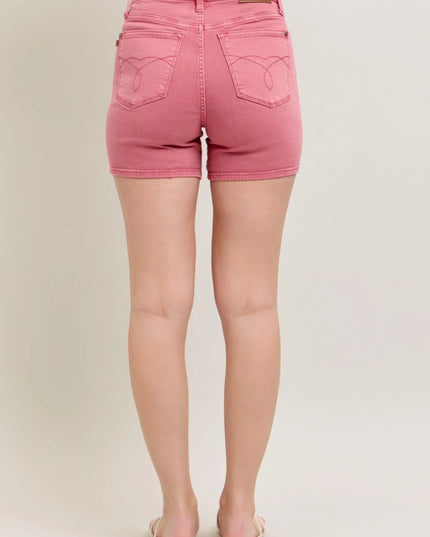 Judy Blue Pink Back Pkt Embroidery Shorts - THE AMERICAN BLUE