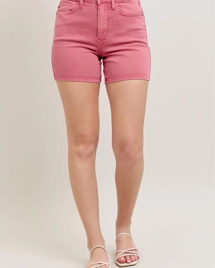 Judy Blue Pink Back Pkt Embroidery Shorts - THE AMERICAN BLUE