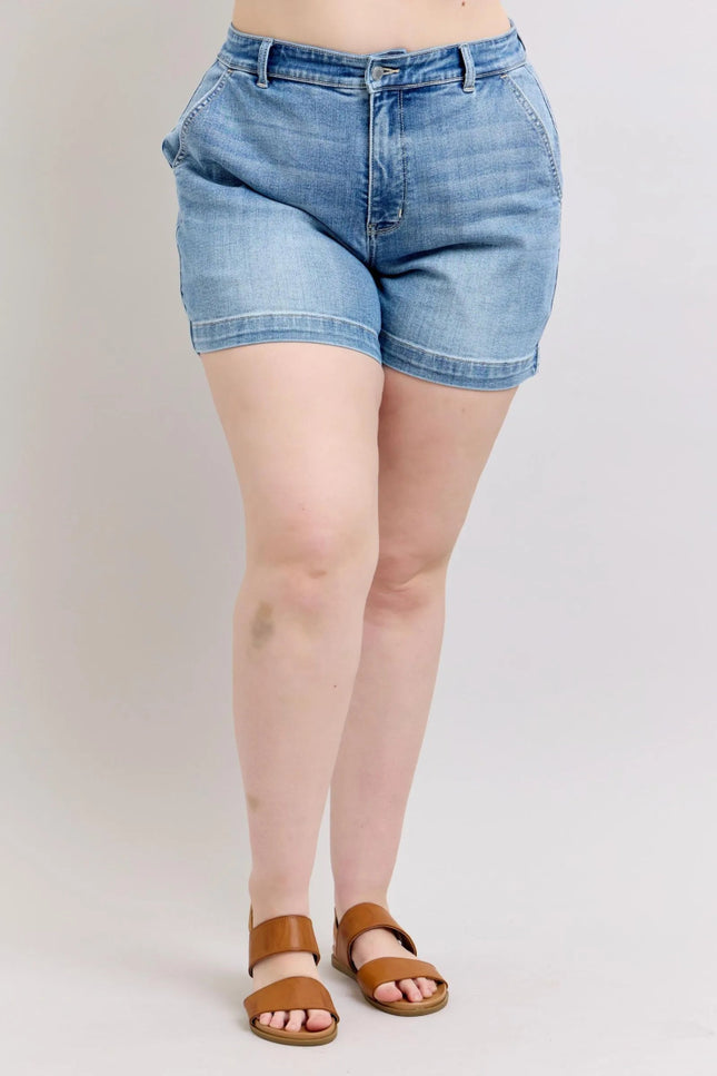 Judy Blue Plus Size High Rise Denim Shorts - THE AMERICAN BLUE