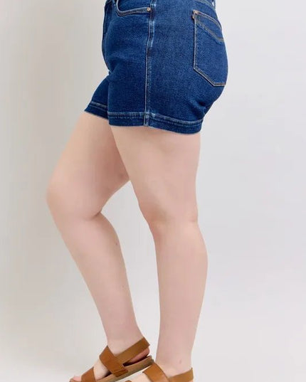 Judy Blue Plus Size High Waist Tummy Control Denim Shorts - THE AMERICAN BLUE