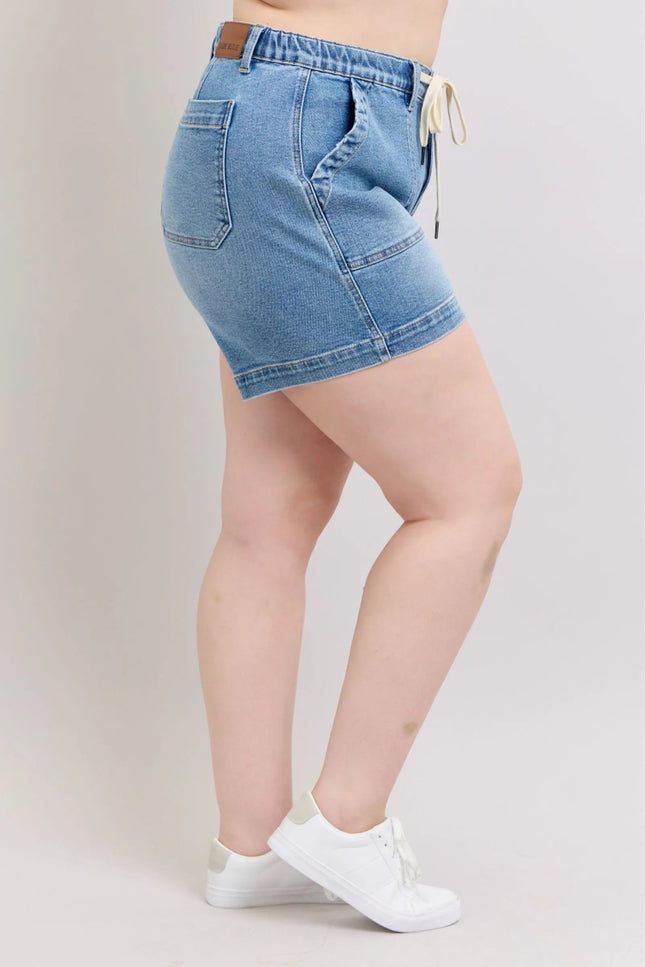 Judy Blue Plus Size High Waist Vintage Wash Denim Shorts - THE AMERICAN BLUE