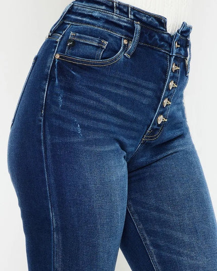 Kancan Button Fly High Rise Flare Jeans - THE AMERICAN BLUE