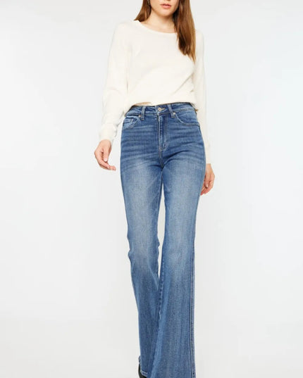 Kancan Cat's Whiskers High Waist Flare Jeans - THE AMERICAN BLUE