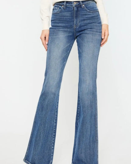 Kancan Cat's Whiskers High Waist Flare Jeans - THE AMERICAN BLUE