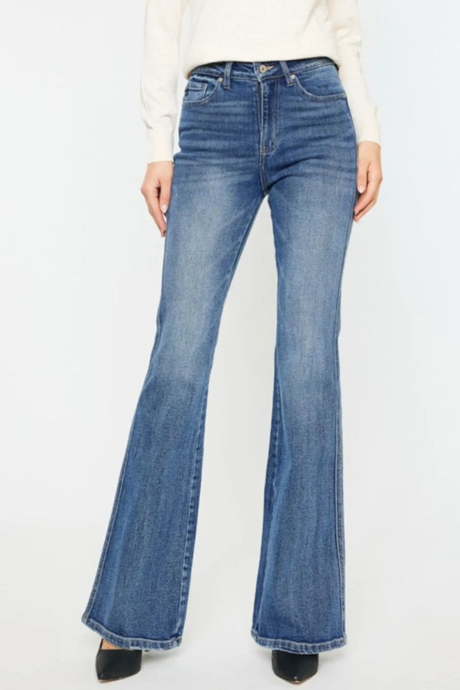 Kancan Cat's Whiskers High Waist Flare Jeans - THE AMERICAN BLUE