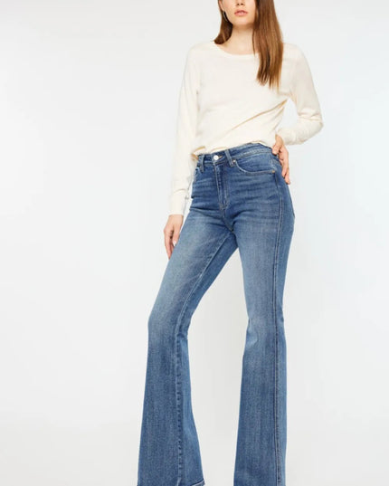 Kancan Cat's Whiskers High Waist Flare Jeans - THE AMERICAN BLUE