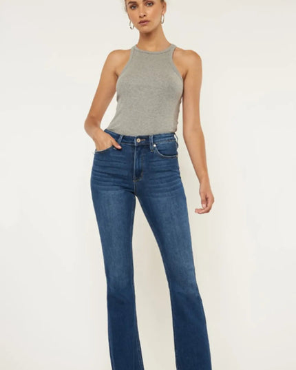 Kancan Cat's Whiskers Raw Hem Flare Jeans - THE AMERICAN BLUE