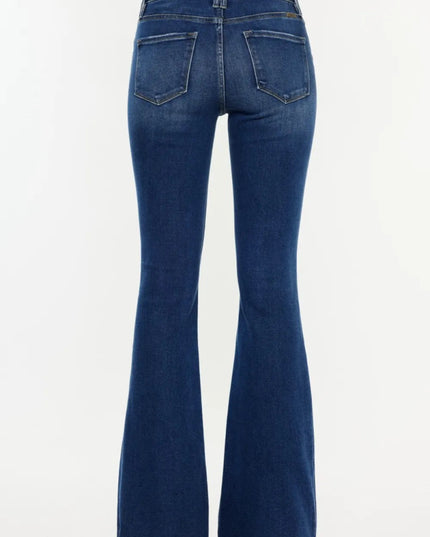 Kancan Cat's Whiskers Raw Hem Flare Jeans - THE AMERICAN BLUE