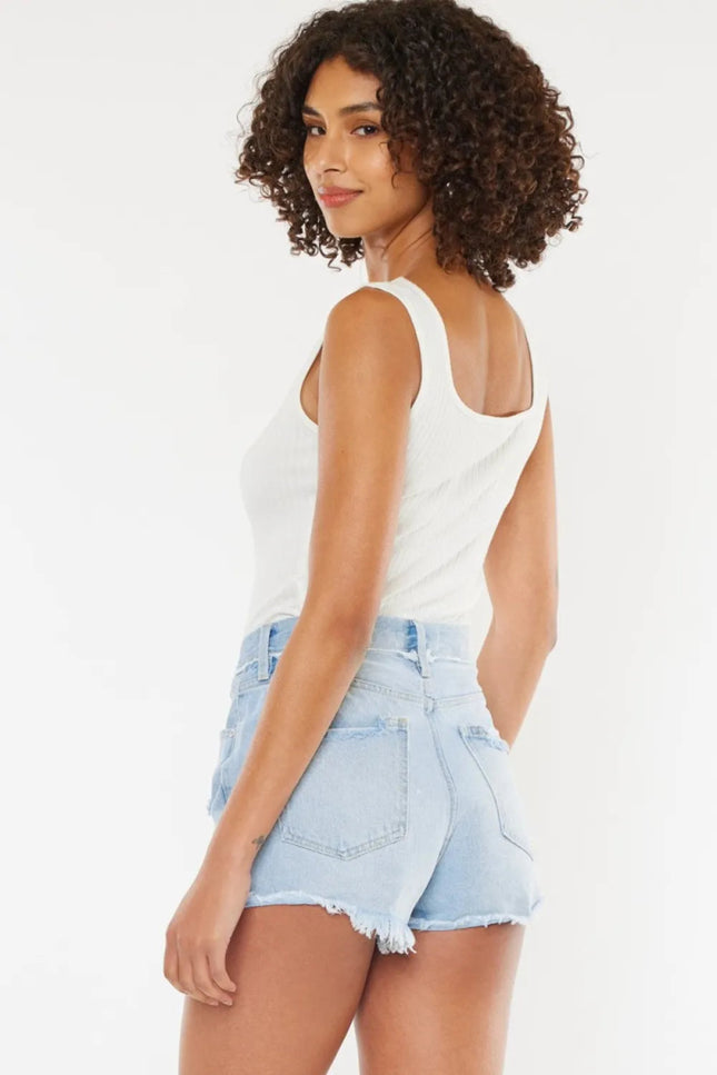 Kancan Distressed Button Fly Denim Shorts - THE AMERICAN BLUE