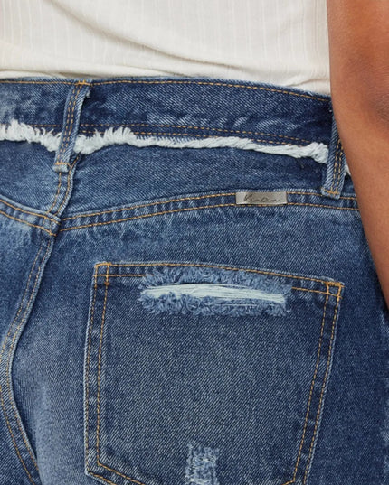 Kancan Distressed Button Fly Denim Shorts - THE AMERICAN BLUE