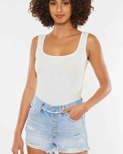Kancan Distressed Button Fly Denim Shorts - THE AMERICAN BLUE
