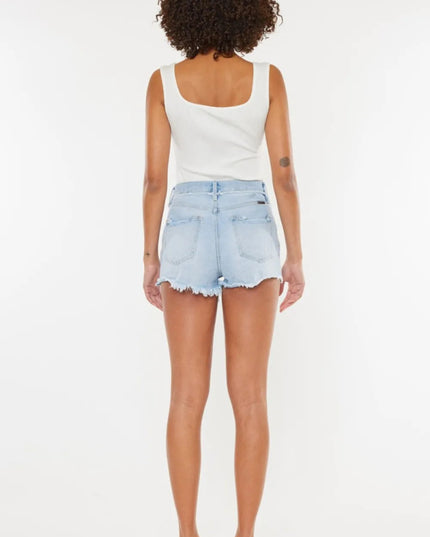Kancan Distressed Button Fly Denim Shorts - THE AMERICAN BLUE