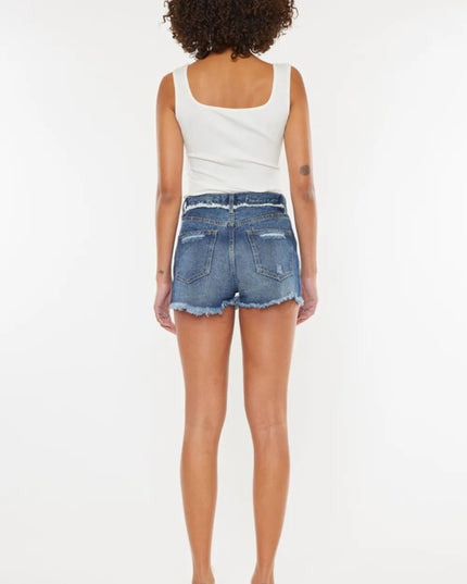 Kancan Distressed Button Fly Denim Shorts - THE AMERICAN BLUE