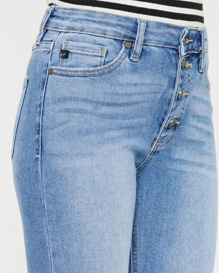 Kancan Distressed Cat's Whiskers Button Fly Jeans - THE AMERICAN BLUE